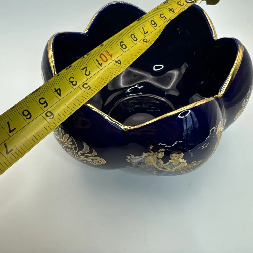 Cobalt blue jardiniere planter bowl Portrait Greek‎ Vase Scene 5.5